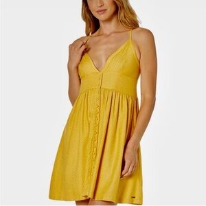 Roxy Golden Lights Strappy Button Up Mini Dress Size Small
